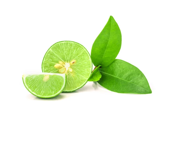 Fresh sliced lime with seed on the white background — Stock Photo, Image