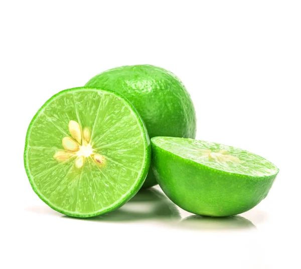 Fresh sliced lime with seed on the white background — Stock Photo, Image