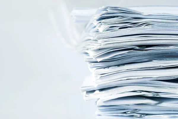 Extreamly close up  a stacking of office working document with p — Stock Photo, Image