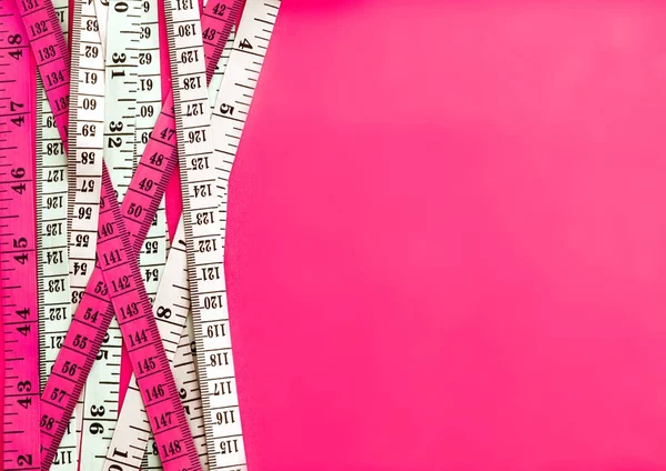 Diet control concept background. Colorful of Measuring tape on v — Stock Photo, Image