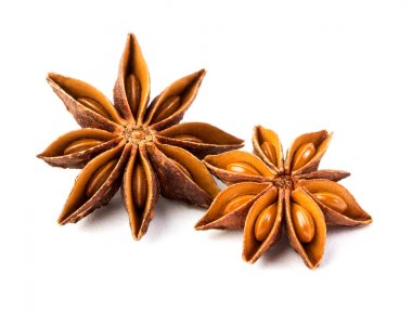 Close up star anise spice isolated on white background , overhea clipart
