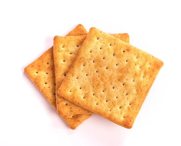 Detailní záběr zdravé celozrnný cracker na bílém pozadí , — Stock fotografie