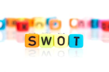 Swot, İş analizi güç için renkli kelime küpü