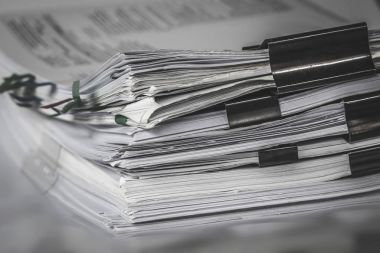   Kağıt ofis çalışma belgesi, retro renk istifleme rapor