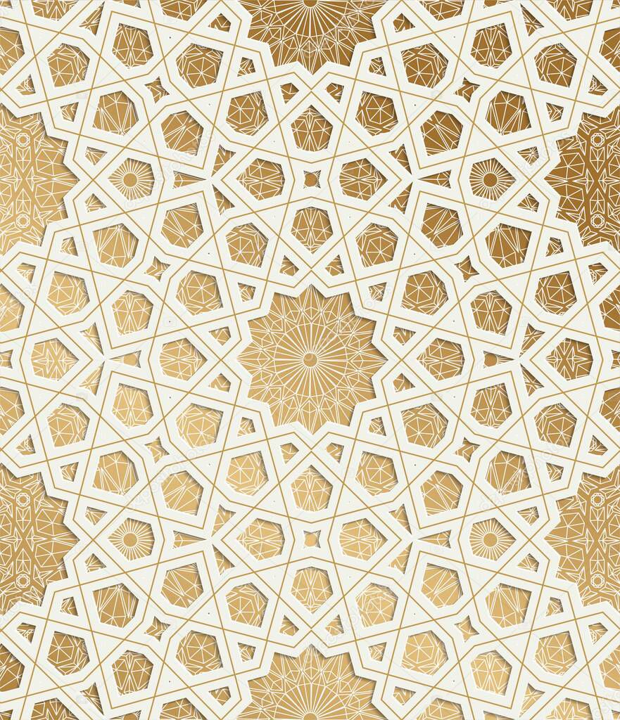 Islamic star pattern golden lines. Royal. Vector illustration.