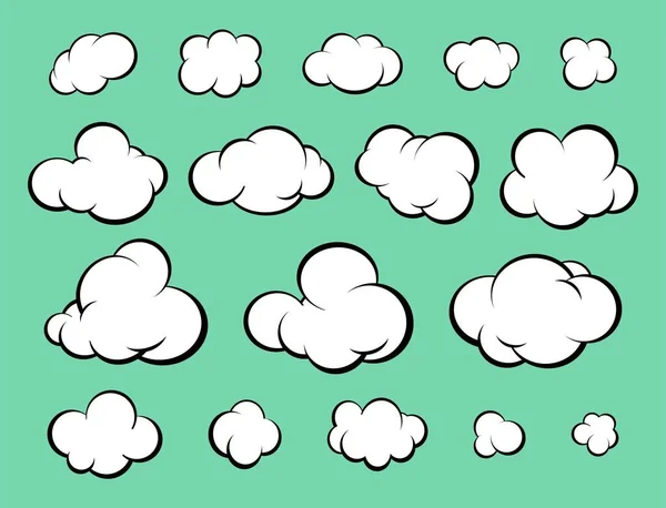 Conjunto Diversas Nuvens Desenhos Animados Estilo Cómico Ilustração Vetorial — Vetor de Stock