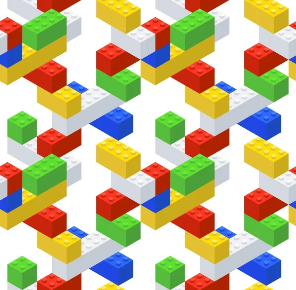 Multicolored Children Designer Bricks Folded Pattern Vector Illustration — Stock Vector