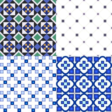 Kiremitler için geometrik desenler kümesi.