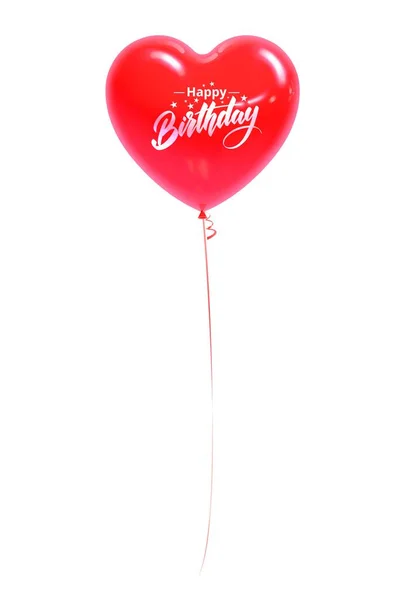 ハートの形をした赤いボール碑文を持つ幸せな誕生日白い背景に隔離された — ストックベクタ