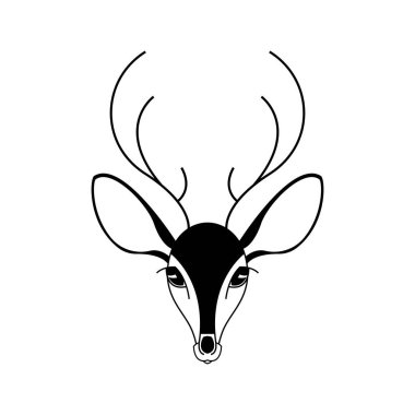 Dişi bir geyiğin yüzü. Logo, işaret, simge, sembol Vektör illüstrasyonu