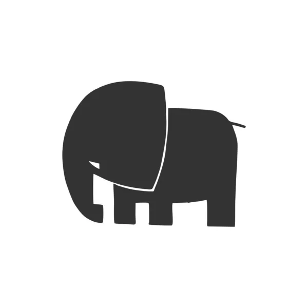 Logo Elefant Schwarze Silhouette Auf Weißem Hintergrund Vektorillustration — Stockvektor