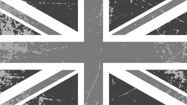 Monochrome Britse Vlag Grunge Achtergrond Vectorillustratie — Stockvector