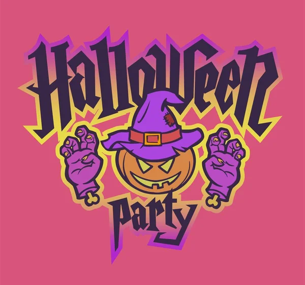 Fiesta Halloween Logo Brillante Rosa Ilustración Vectorial — Vector de stock