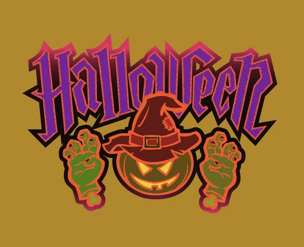 Страшный Логотип Праздника Хэллоуин Вектор — стоковый вектор