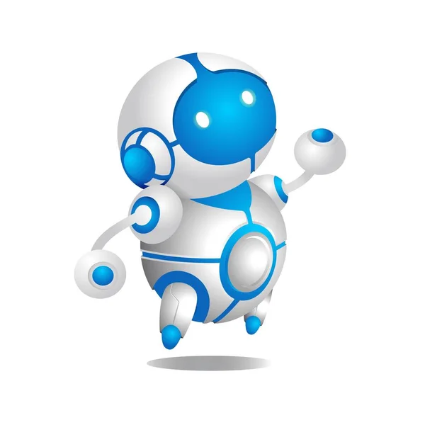 Standing Blue Robot Gradient Illustration — Stock Vector