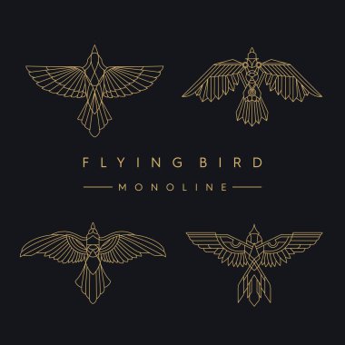 Uçan kuş ve kanat mono hattı logosu