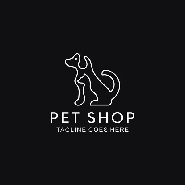 Logotipo Gato Perro Línea Mono — Archivo Imágenes Vectoriales