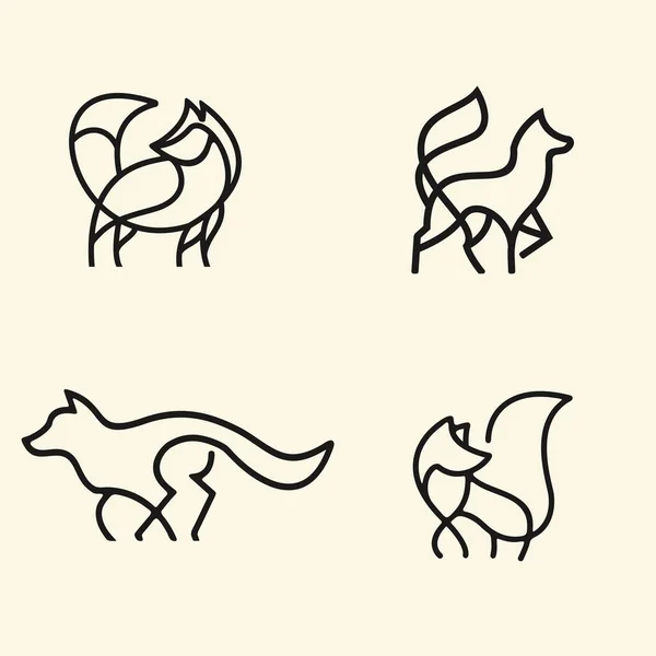 Roztomilé Mono Line Abstraktní Logo Psa — Stockový vektor