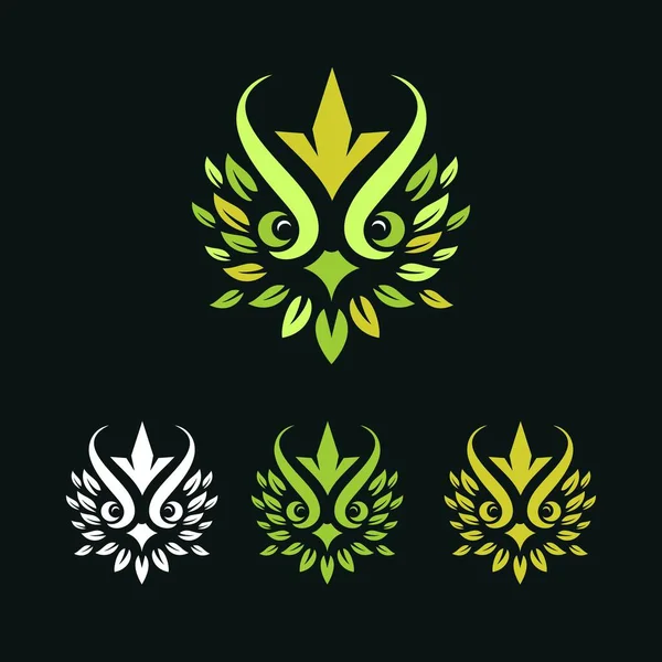 Абстрактный Логотип Совы Листьями Лицензионные Стоковые Иллюстрации