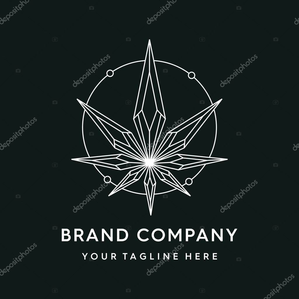 Cannabis leaf polygonal mono line logo