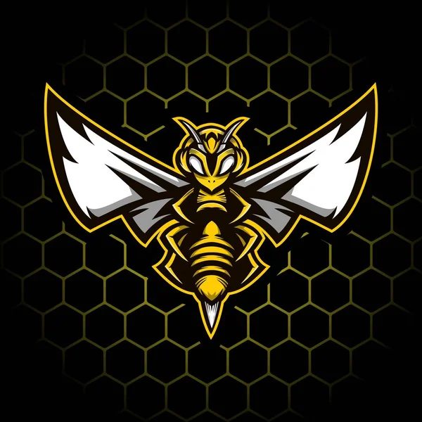 Strong Bee Mascot Σχεδιασμός Εικονογράφησης — Διανυσματικό Αρχείο