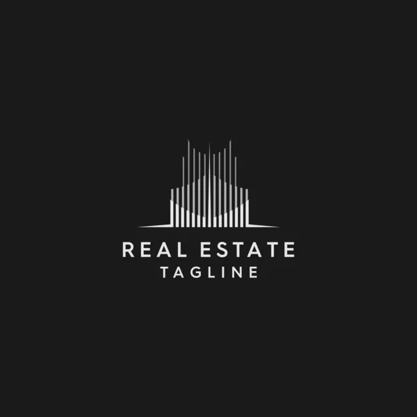 Edificio Immobiliare Con Linea Arte Logo — Vettoriale Stock