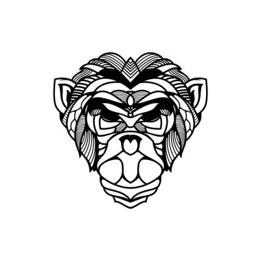 Soyut maymun Geometrik kafa illüstrasyonu