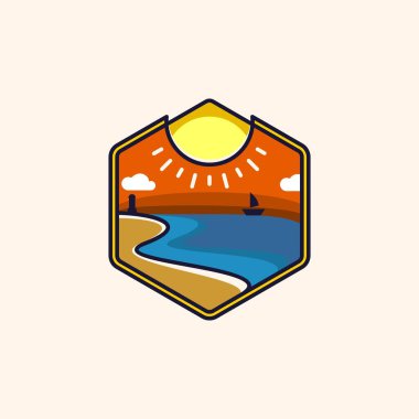 Renkli soyut güneş batımı plaj logosu