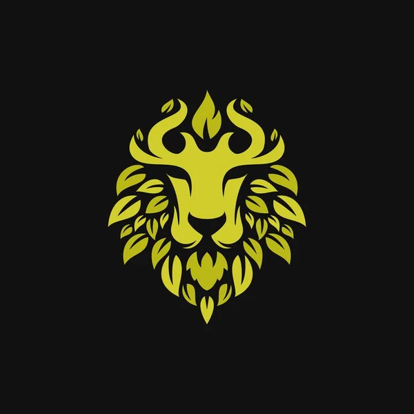 Lion Leaves Head Logo — 图库矢量图片