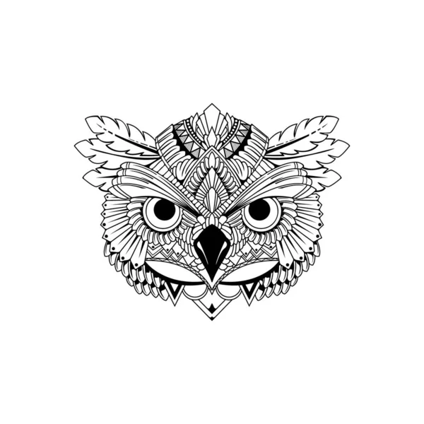 Illustration Fond Hibou Noir Blanc — Image vectorielle