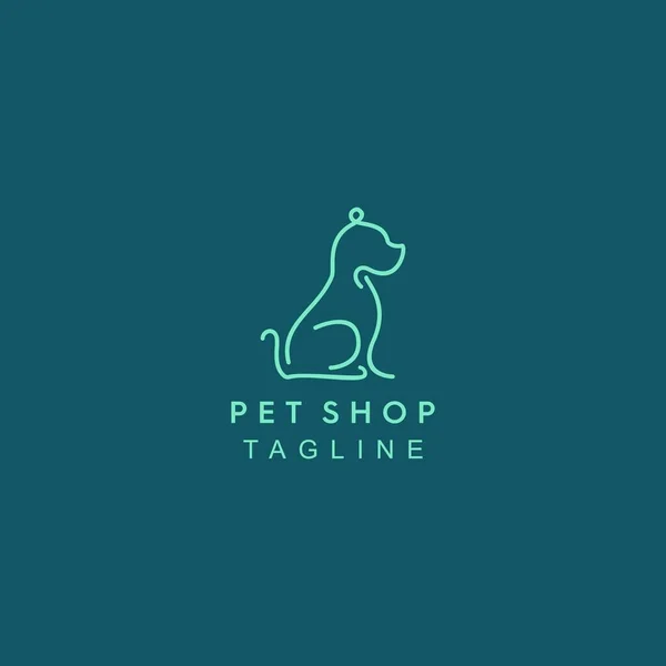 Mono Línea Elegante Perro Sentado Logo — Archivo Imágenes Vectoriales
