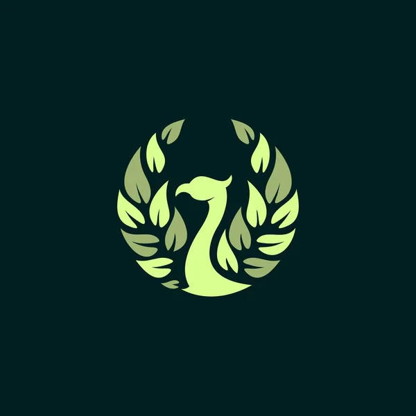 Cisne Belleza Abstracto Con Logo Ala Hojas — Vector de stock