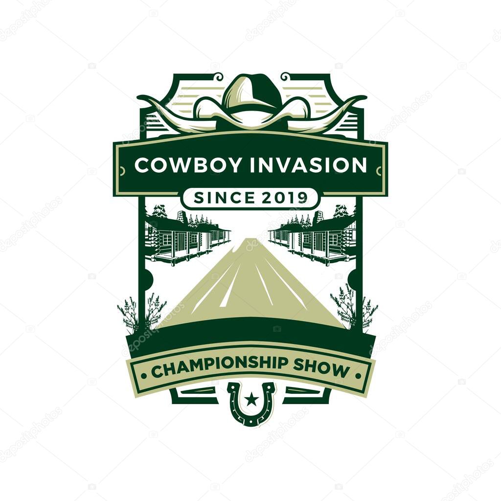 Cowboy invasion label and badge illustration