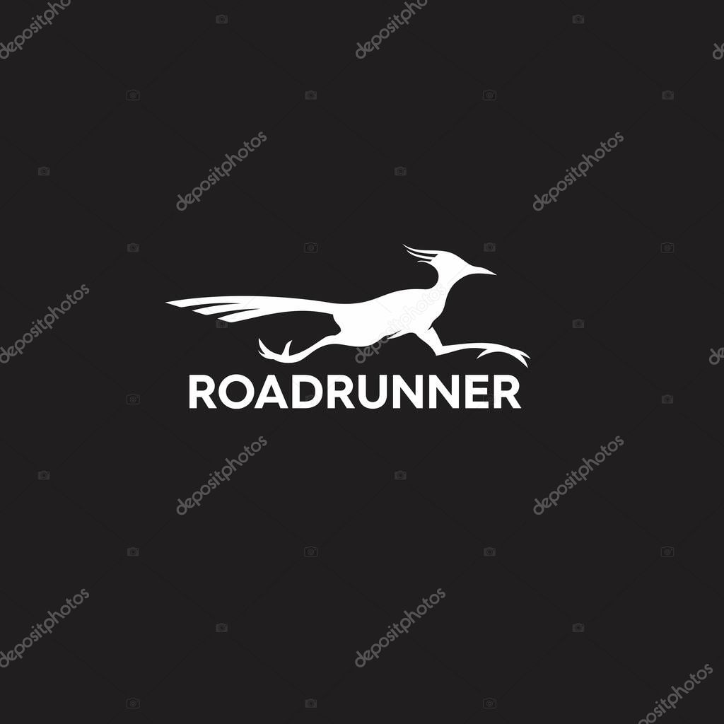 Modern monochrome road runner logo