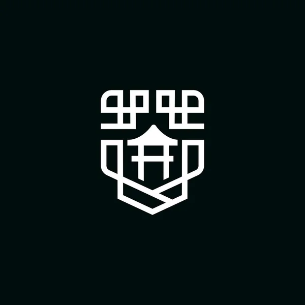 Monogram Tempel Emblem Illustration Logo — Stock vektor