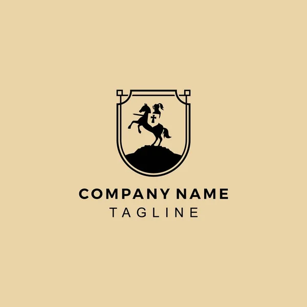 Cavaleiro Espaço Negativo Com Logotipo Cavalo —  Vetores de Stock