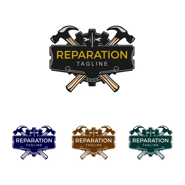 Insigne Réparation Rénovation Illustration Vintage — Image vectorielle