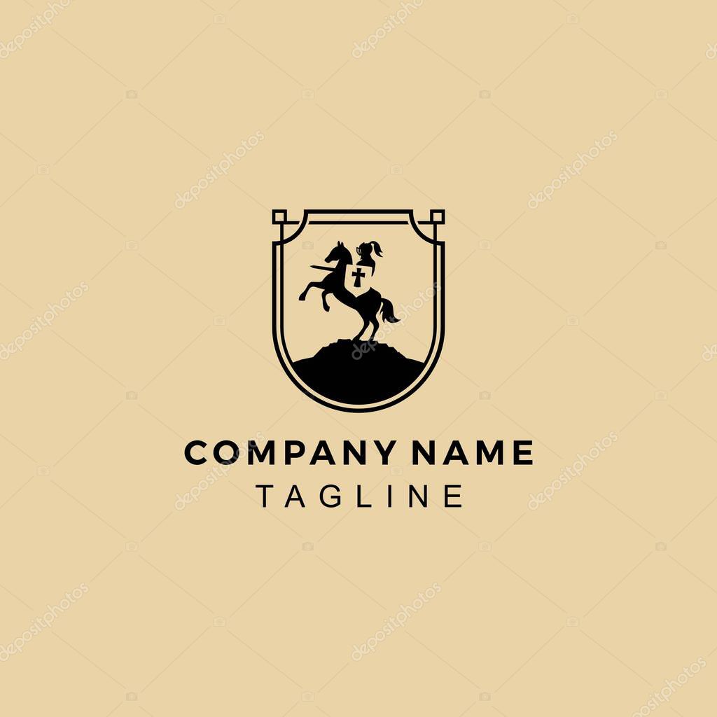 Negative Space knight with horse logo