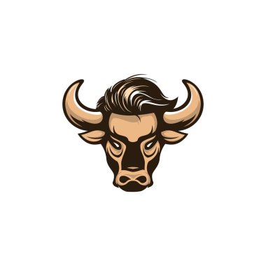 Bull with retro hair Illustration logo clipart