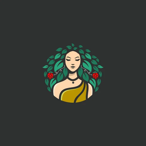 Mooie Bladeren Haar Schoonheid Logo — Stockvector