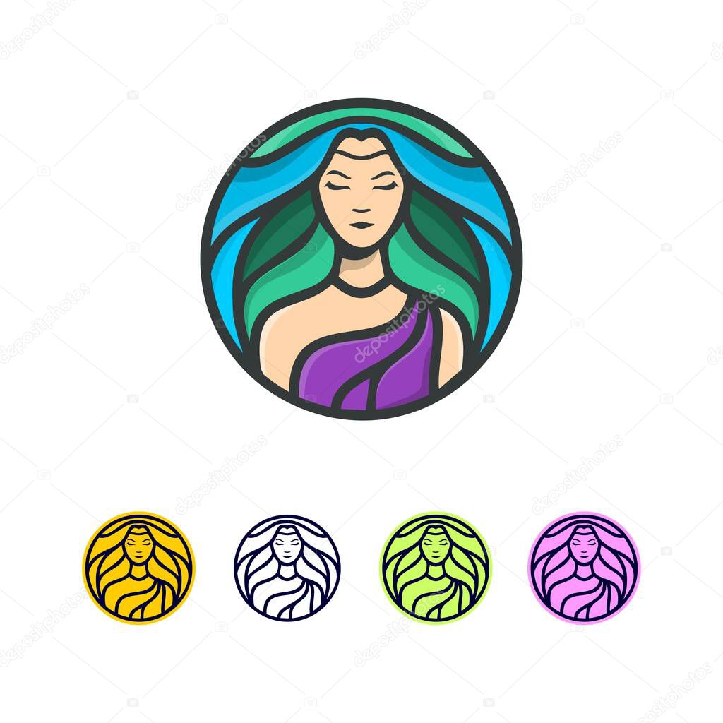 Beauty hair lady illustration logo