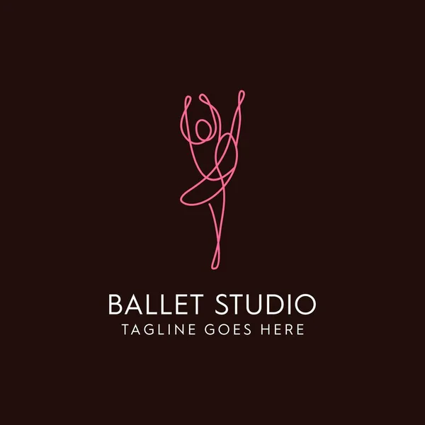 Mono Linie Frumusețe Ballerina Logo Artă — Vector de stoc