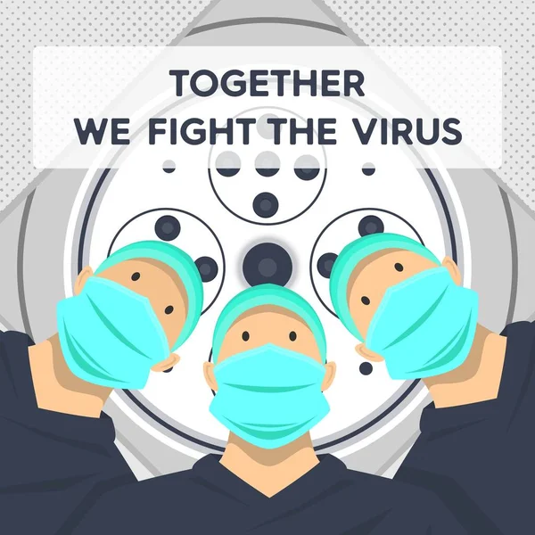 Együtt Harcolunk Vírusillusztráció Ellen — Stock Vector