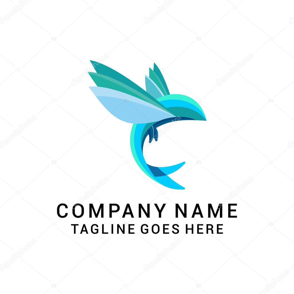 Abstract Flying Fish Gradient Logo