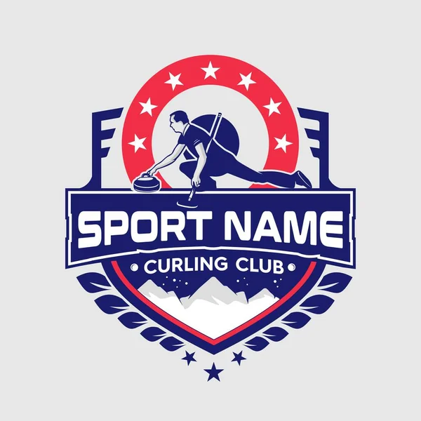 Logo Moderno Elegante Curling Club Sport — Archivo Imágenes Vectoriales