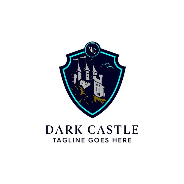 Insigna Castelului Întunecat Logo Mascot — Vector de stoc