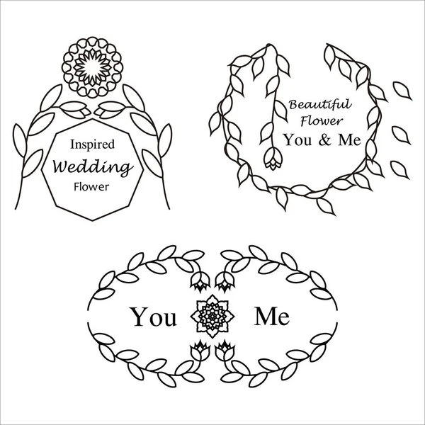 Vorgefertigte Hochzeit Blume Logo Bundle — Stockvektor