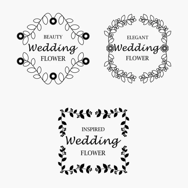 Vorgefertigte Hochzeit Blume Logo Bundle — Stockvektor