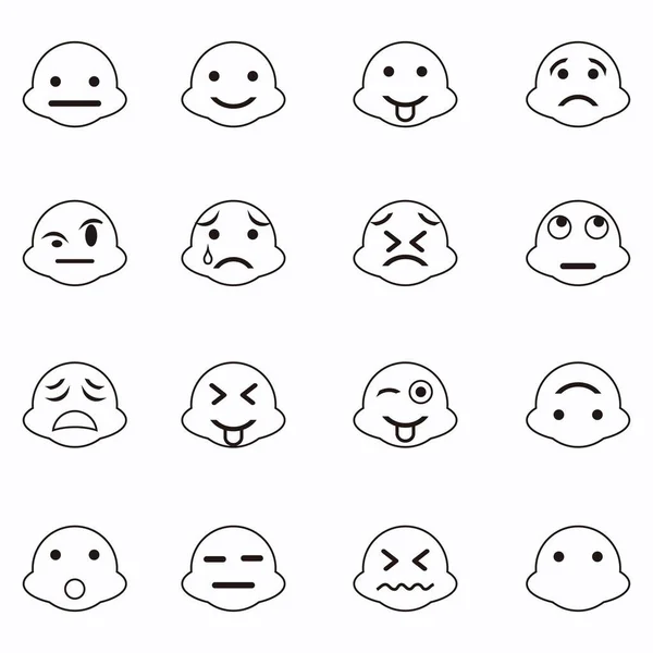 Verschiedene Charaktergesichtssymbole Enthält Symbole Wie Blinkendes Gesicht Zunge Persistent Gesicht — Stockvektor