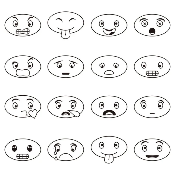 Various Character Face Icons Contains Icons Blinking Face Tongue Persistent — Stock Vector